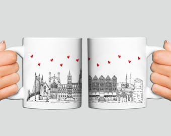 Mug Chester en céramique, coeurs, monuments de Chester