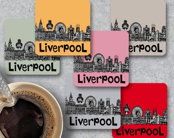 Liverpool skyline coaster, Keepsake, Memento, Housewarming gift, Souvenir, Gift for couple.