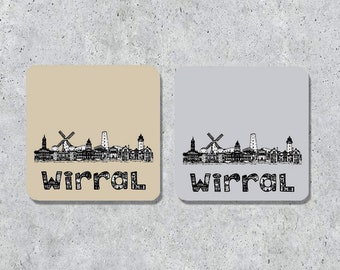 Wirral skyline coaster, Grey, Cement, Sandstone, keepsake, souvenir, gift