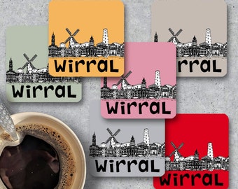 Wirral skyline coaster, Keepsake, Memento, housewarming gift, Souvenir, gift for couple.