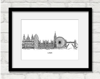 Black and white London print, Graduation, Personalised gift