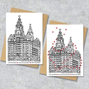 Liver building wedding day anniversary venue card, Personalised, A4 Print only image 8