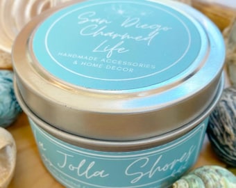 La Jolla Shores Beach Candle, Wood Wick Soy Wax, Naturally Scented, 4oz