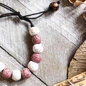 Ready-to-Ship, Handmade, Purple, White, Lava Rock, Boho, Beach Inspired, Adjustable Bracelet