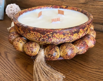 Made-to-Order, Hand Poured, Bowl, Clay Bowl Candle, Soy Wax Candle, Wood Wick, Candle, Soy Candle, Small Batch, Soy Wax Candle, 3 Wick