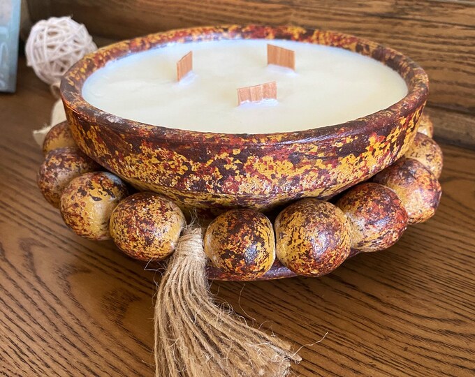 Made-to-Order, Hand Poured, Bowl, Clay Bowl Candle, Soy Wax Candle, Wood Wick, Candle, Soy Candle, Small Batch, Soy Wax Candle, 3 Wick
