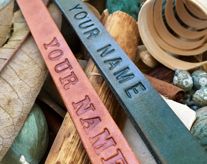 Custom, Made To Order, Hand-Stamped, Vegetable-Tanned, Hand Dyed, Leather Key Fob, Key Chain, Lanyard, Purse Charm, Bag Charm