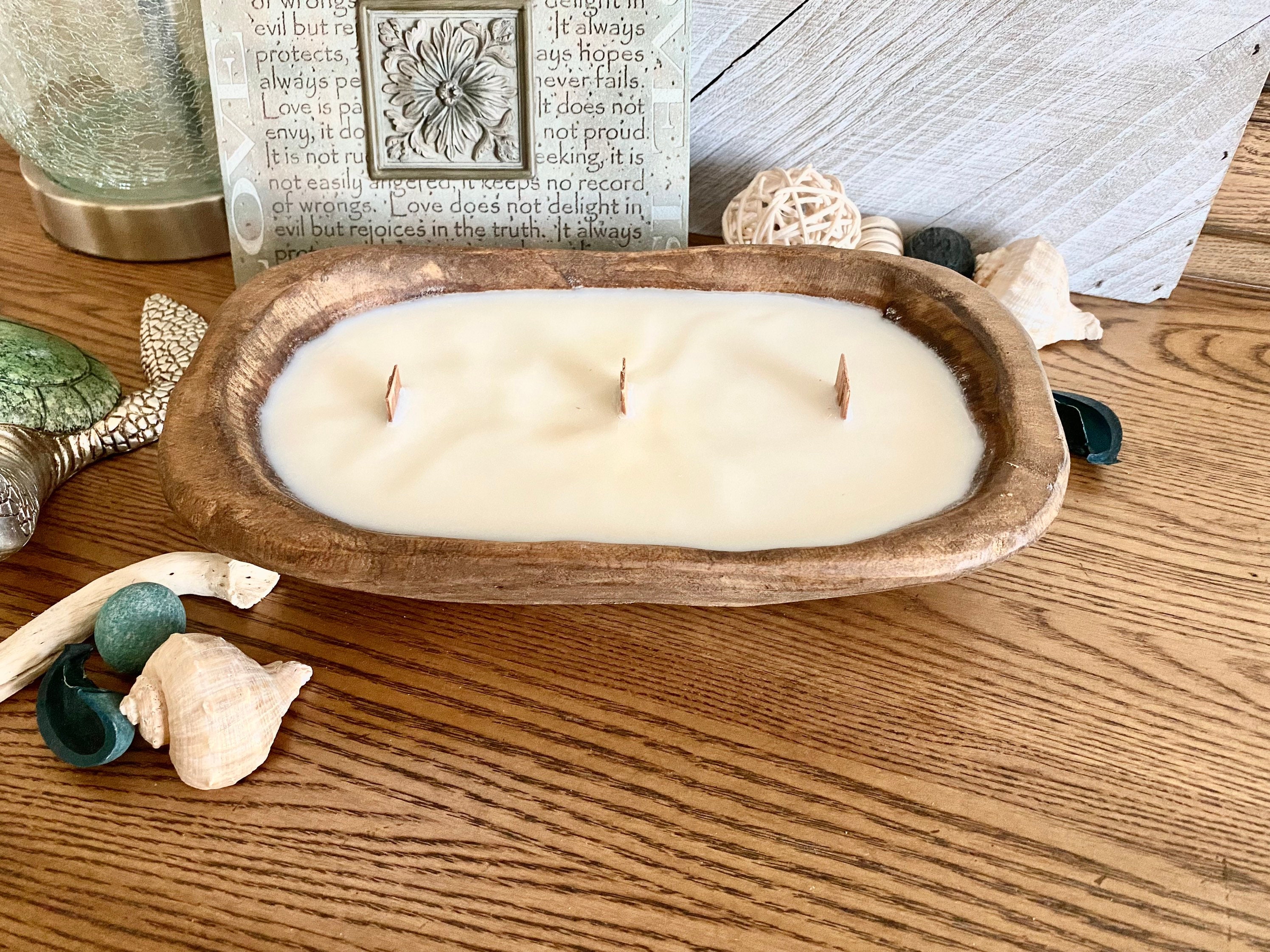 WOODEN DOUGH BOWL CANDLE - CUSTOM 3-WICK
