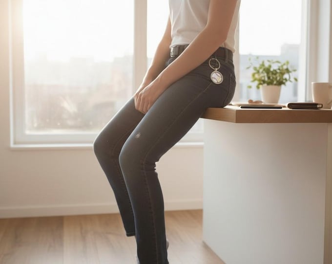 Black Baseball Padres Ball and Logo Round Stainless Steel Keychain | Sports Fan Accessory