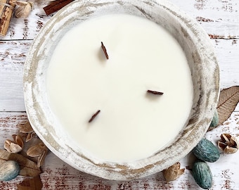 Made-to-Order, Hand Poured, Wood Bowl, Bread Bowl, Dough Bowl Candle, Soy, Wax, Wood Wick, Candle, Soy Candle, Small Batch, Soy Wax Candle