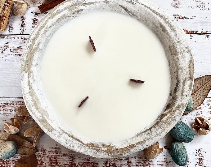 Made-to-Order, Hand Poured, Wood Bowl, Bread Bowl, Dough Bowl Candle, Soy, Wax, Wood Wick, Candle, Soy Candle, Small Batch, Soy Wax Candle