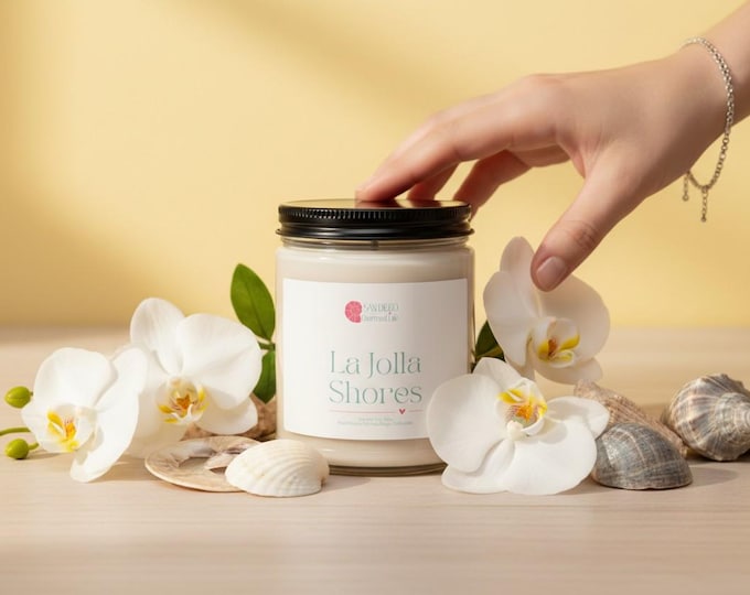 La Jolla Shores Candle, Cotton Wick Soy Wax, Naturally Scented, 9oz