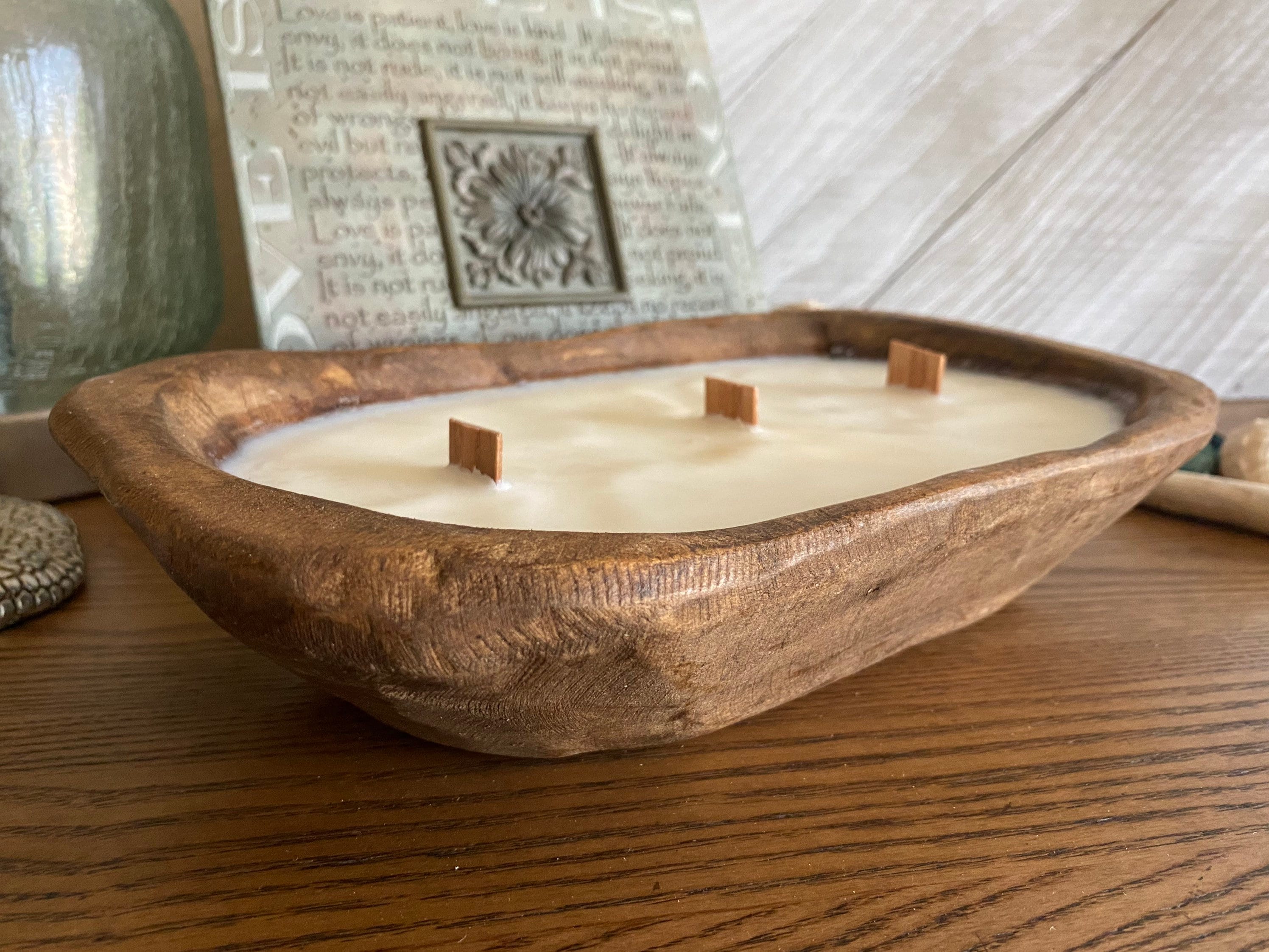 3 Wick Soy Candles in Wood Bowls - Heart of the Home AR