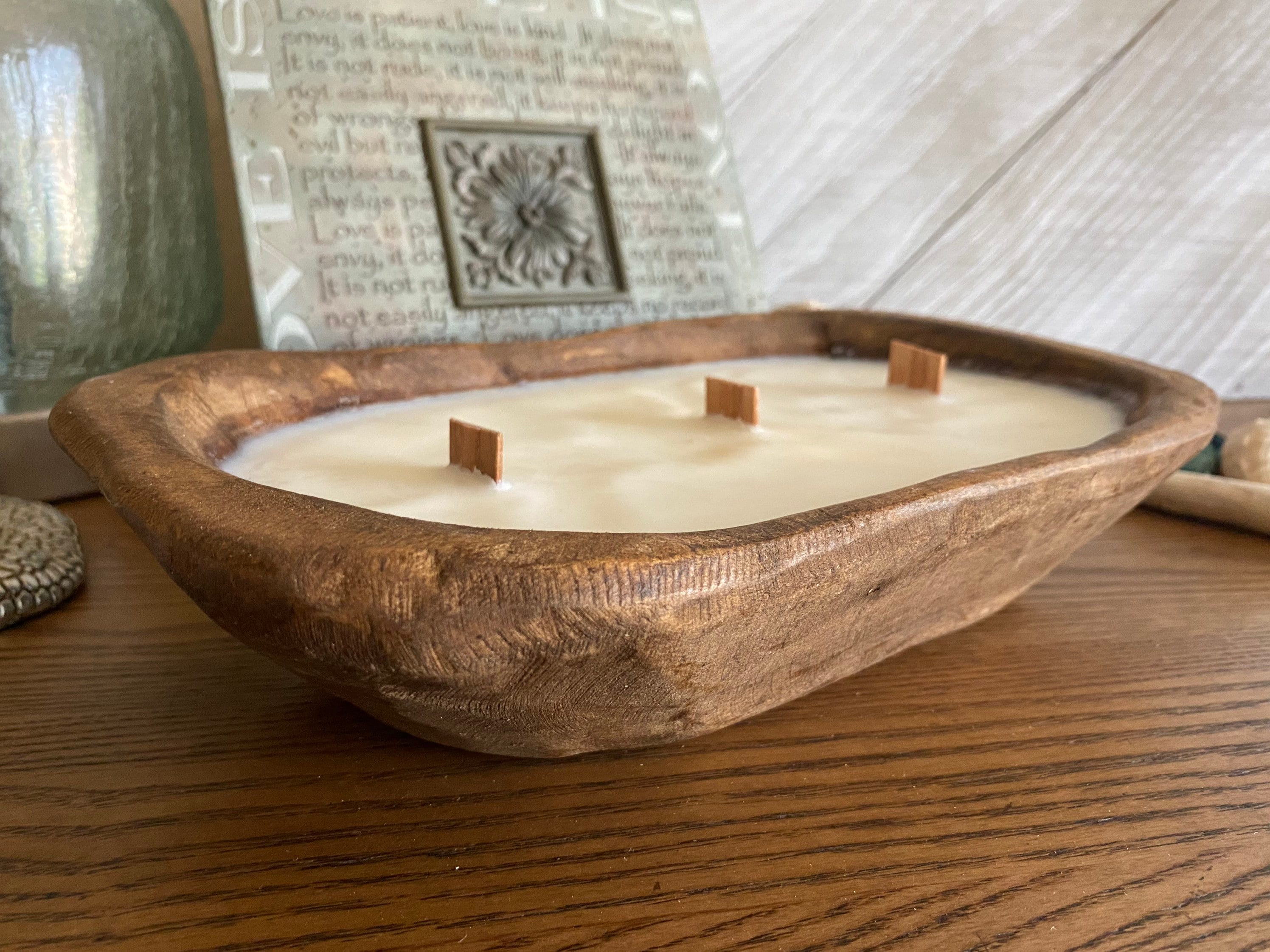 WOODEN DOUGH BOWL CANDLE - CUSTOM 3-WICK