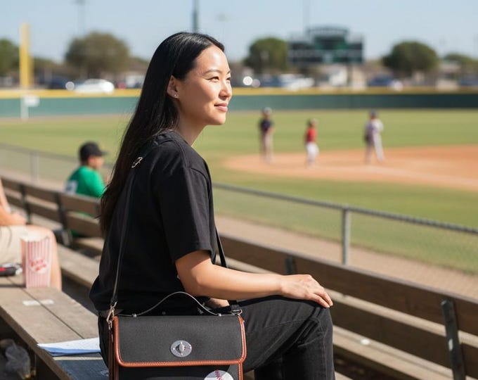 Black Baseball Tote with Ball and Padres Logo Patch Waterproof Canvas Bag