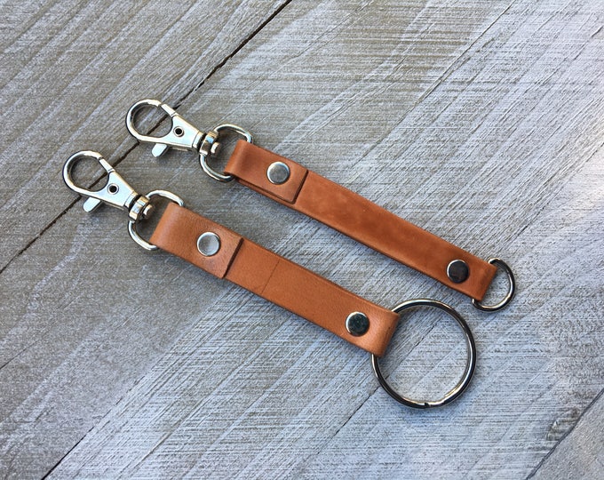 Custom, Made To Order, Hand-Stamped, Vegetable-Tanned, Hand Dyed, Small, Leather Key Fob, Key Chain, Lanyard, Purse Charm, Bag Charm