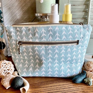 Made-To-Order, Navy, Nautical, Makeup Bag, Cosmetics Bag, Makeup Pouch, Cosmetics Pouch, Pouch, Bag, 2 Zipper, with Pocket, Zipper Pouch