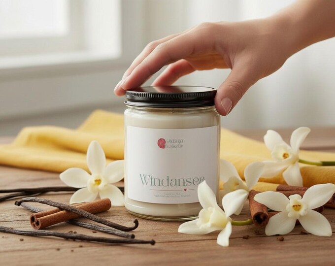 Windansea Beach Candle, White Cotton Wick Soy Wax, Naturally Scented, 9oz