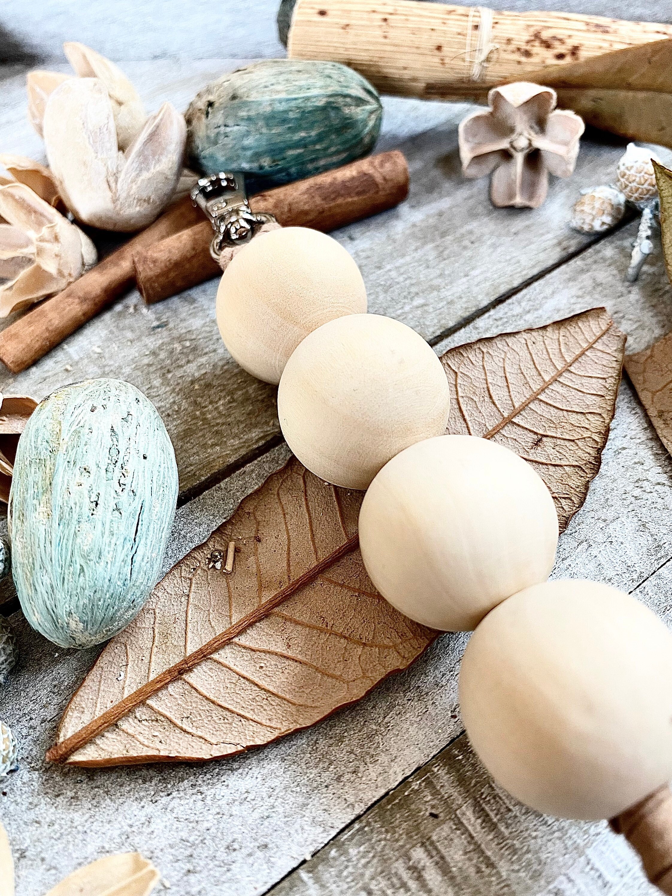 38 inch large boho wood beads