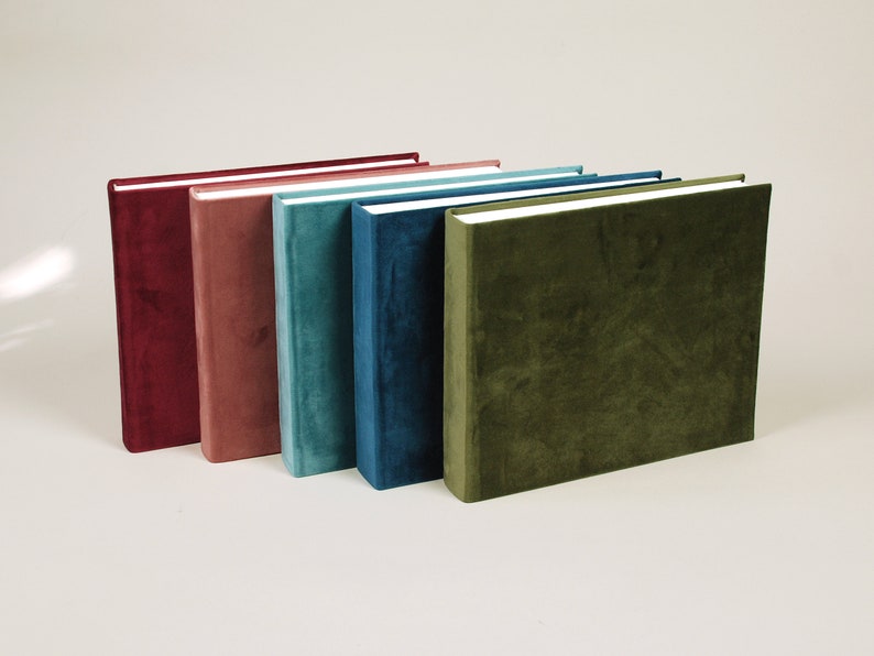 Thick velvet photo album, approx 22x25cm, ivory cards image 1