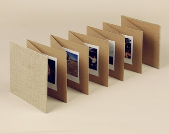 linen eco square leporello accordion photo album for instax / polaroid