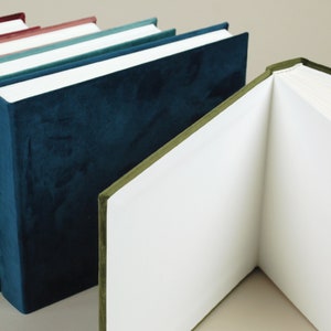 Thick velvet photo album, approx 22x25cm, ivory cards image 4