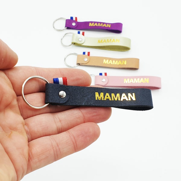 Porte Clé Personnalisé en Cuir "Maman" - Cadeau Fête des mères