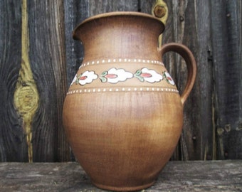 rustic drink jug unique jug wheel thrown pitcher rustic clay pitcher clay pitcher rustic water pitcher rustic drink pitcher clay jug unique
