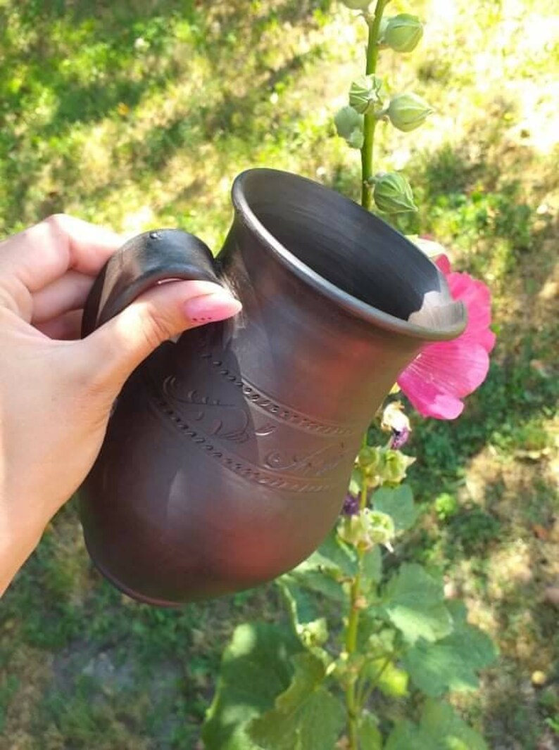 farmhouse pitcher unglazed pottery hand built pottery milk pitcher stoneware pitcher village pottery ceramic milk jug handmade jug image 3