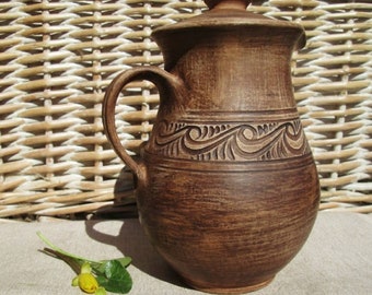 rustic drink jug unique jug wheel thrown pitcher rustic clay pitcher clay pitcher rustic water pitcher rustic drink pitcher clay jug unique