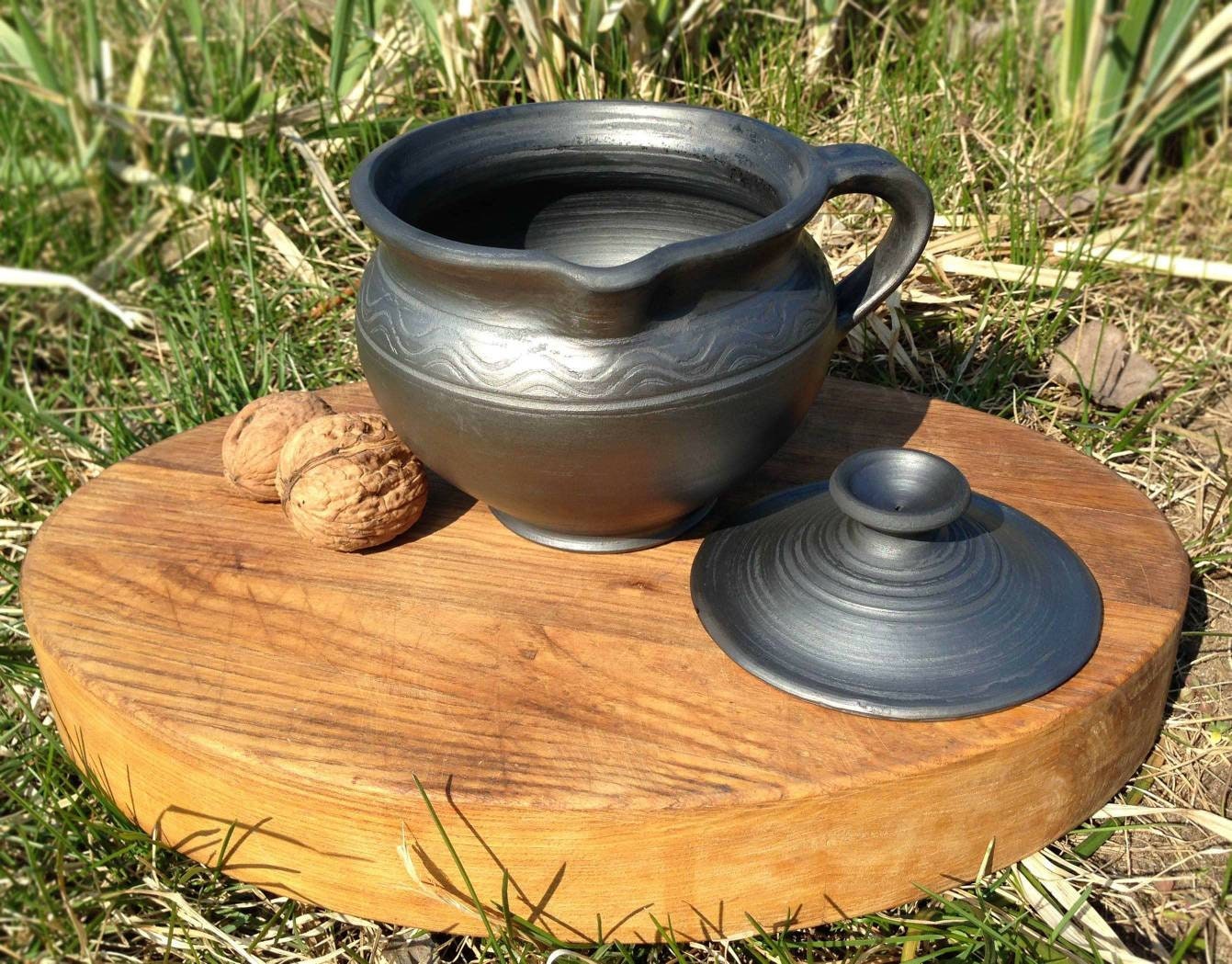 Black ceramic pot clay pot honey jar ceramic sugar bowl Etsy