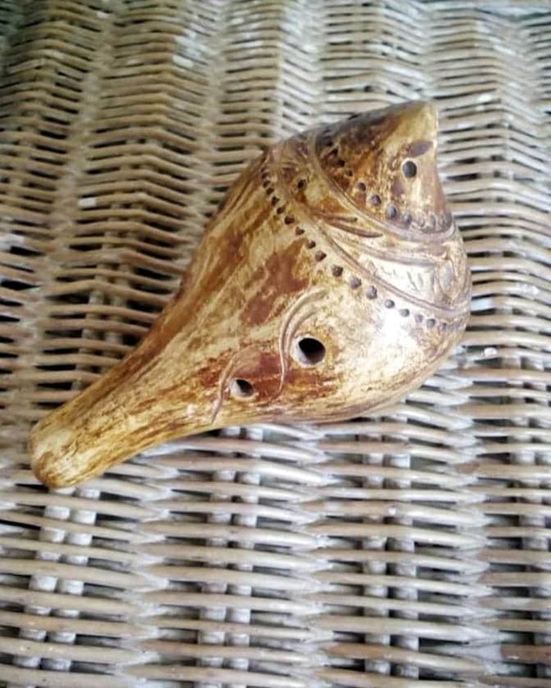 Ceramic Ocarina Chirping Bird Toy - Handmade Bird Shape Water Whistle, Cute Vintage Design For Kids' Musical Fun