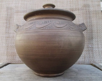 clay pot pottery jar pottery gift for mom pottery for mom ceramic cookie jar cooking pots clay bean pot pottery lidded jars ceramic cookware