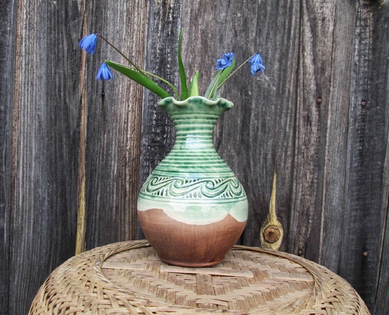 Rustic Vase Wheel Thrown Vase Ceramic Flower Vase Rustic Ceramic Vase ...