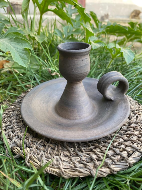 Taper candle holder medieval decor pottery candleholder medieval candlestick