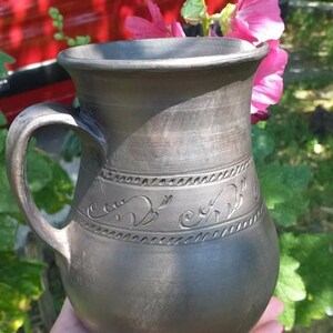 farmhouse pitcher unglazed pottery hand built pottery milk pitcher stoneware pitcher village pottery ceramic milk jug handmade jug image 9
