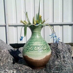 Rustic Vase Wheel Thrown Vase Ceramic Flower Vase Rustic Ceramic Vase ...