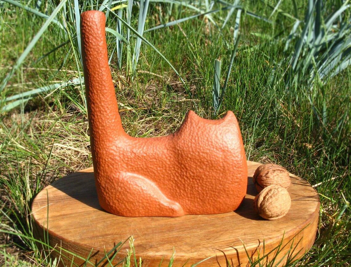 Ginger Cat Sculpture Key Holder Table Pottery Animal Sculpture Etsy