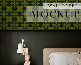 Real life Neutral Room Wall Wallpaper PSD Mockup, Minimalism Interior Wall Mock Up, Bedroom Wall Mockup Wallpaper With Shadows Smart Object