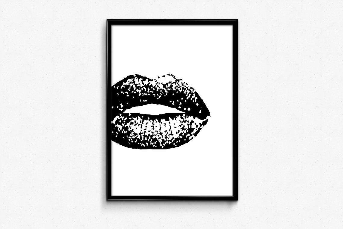 LIPS PRINT Glitter Lips Printfashion Printableslips Wall Etsy