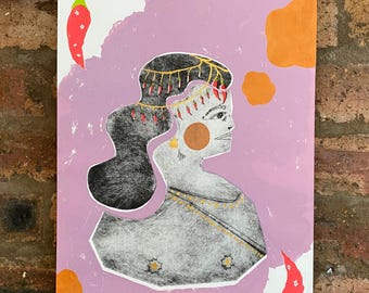 La reine des piments - Sérigraphie et gravure