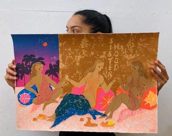 Sérigraphie Femmes avec chai - Sisterhood