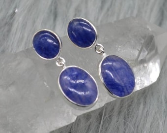 Blauer Saphir Sterling Silber Tropfen Ohrringe: September Geburtsstein