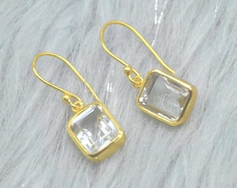 Pendientes colgantes de amatista verde: plata de ley u oro, piedra natal de febrero
