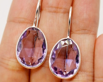 Amethyst Tropfen Ohrringe: Silber oder Gold, Februar Geburtsstein, Lila Edelstein Schmuck