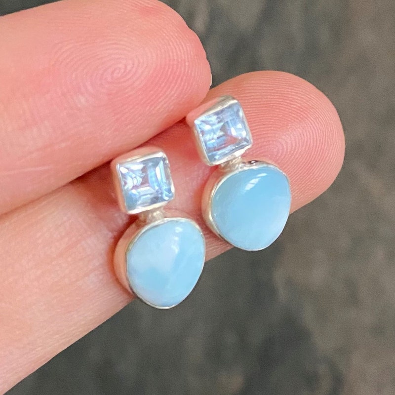 Larimar and Blue Topaz Drop Earrings
