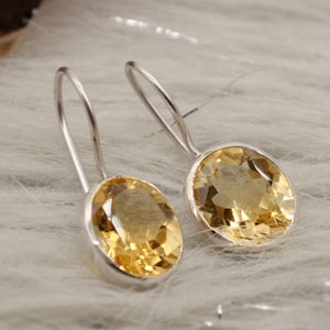Citrine Earrings, Sterling Silver Earrings, Statement Unique Dangle Drop Earrings, November Birthstone, Gift For Her, Birthday Gift
