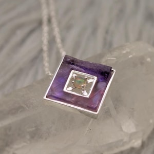 Opal Pendant Necklace With Amethyst Or Rose Quartz, Sterling Silver Chain Necklace, January, February Birthstone, Gemstone Necklace Gift