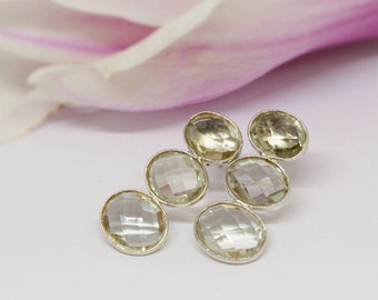 Pendientes de plata con amatista verde: Piedra natal de febrero, joyería con colgante de piedras preciosas.