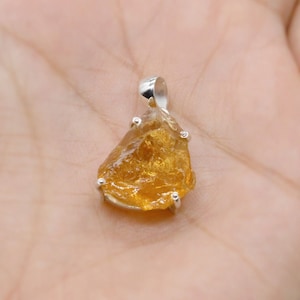 Raw Citrine Pendant Necklace, Rough Cut Natural Citrine, November Birthstone, Raw Gemstone, Sterling Silver, Birthday Gifts, Yellow Gem